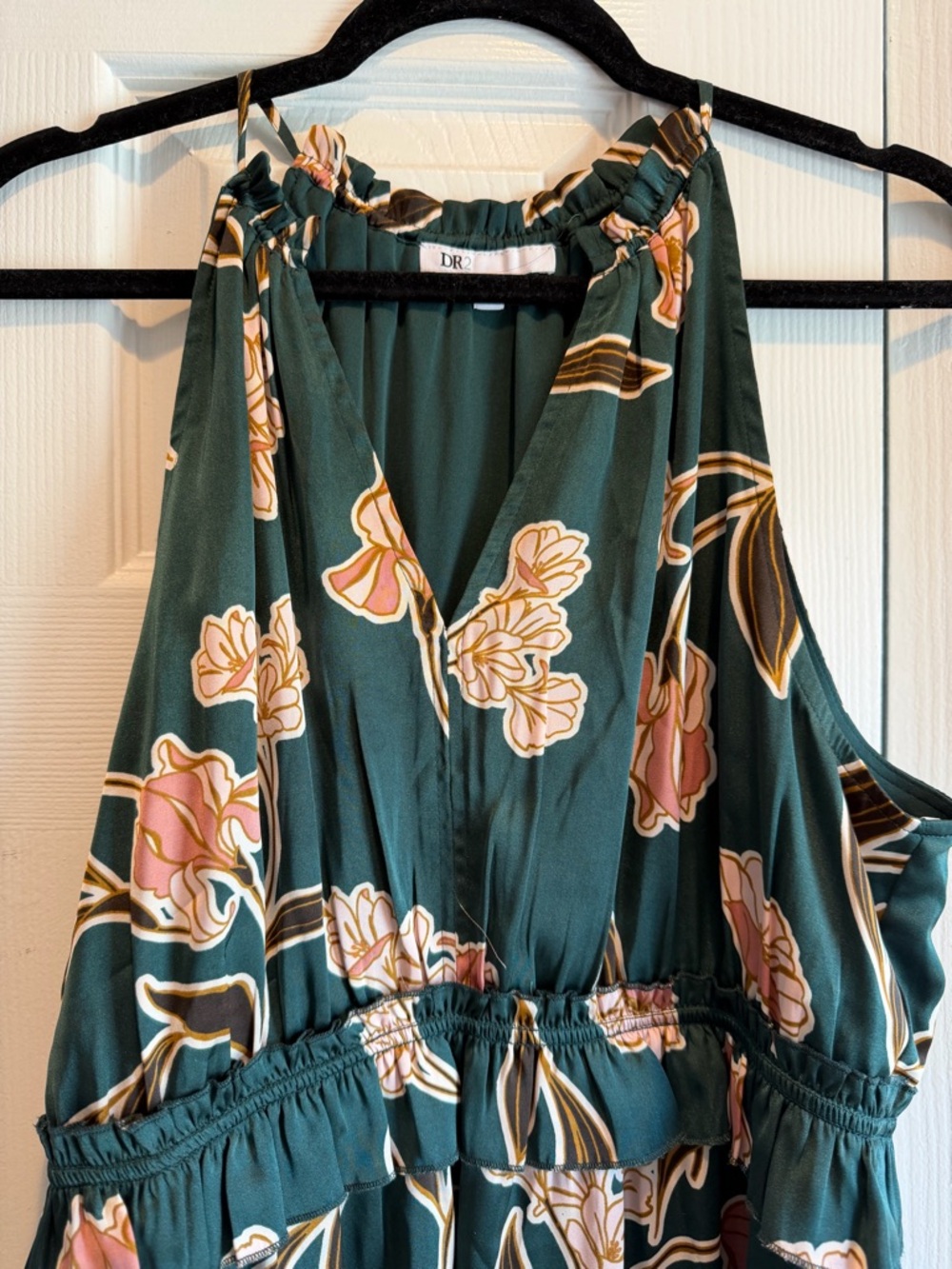 DR2 Teal Halter Dress with Pink and Cream Accents - Picture 6 of 6